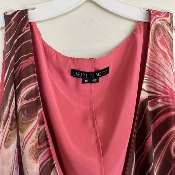lafayette 148 silk summer pink dress size 16 - Picture 3 of 10